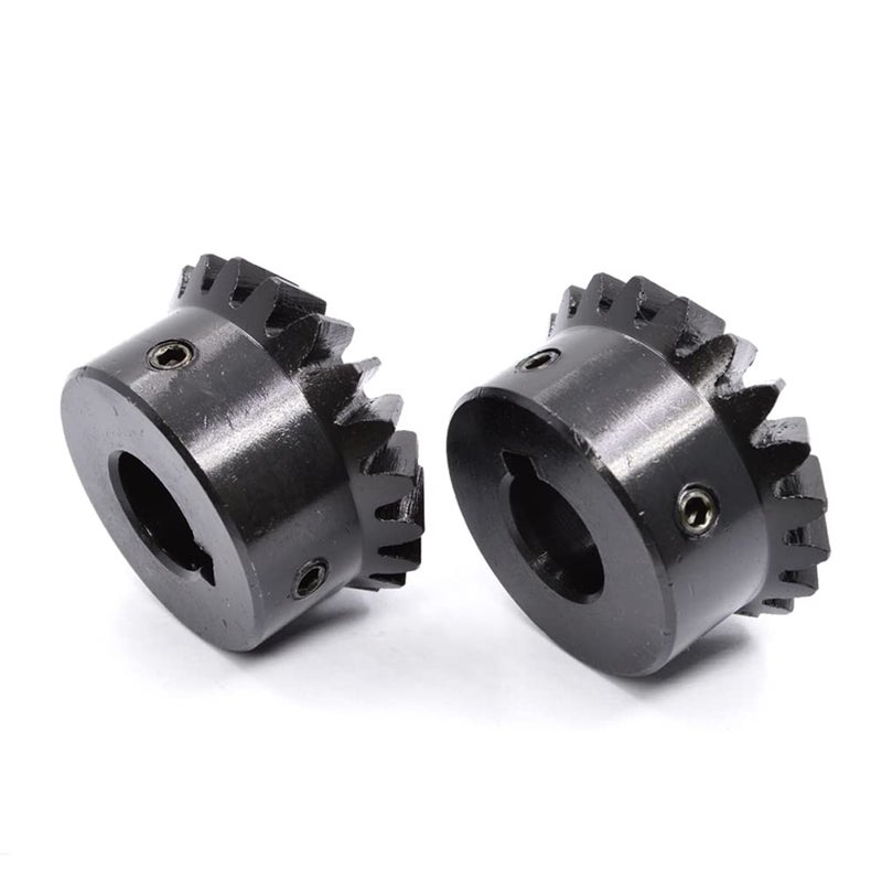 PGFUN 2 Pcs 2M 20 Teeth 8-18mm Shaft Hole Tapered Bevel Gear 1: 1#45 Steel 2 Module 90 Degree Steering Gear with M5 Fixing Hole(16mm) - Image 5